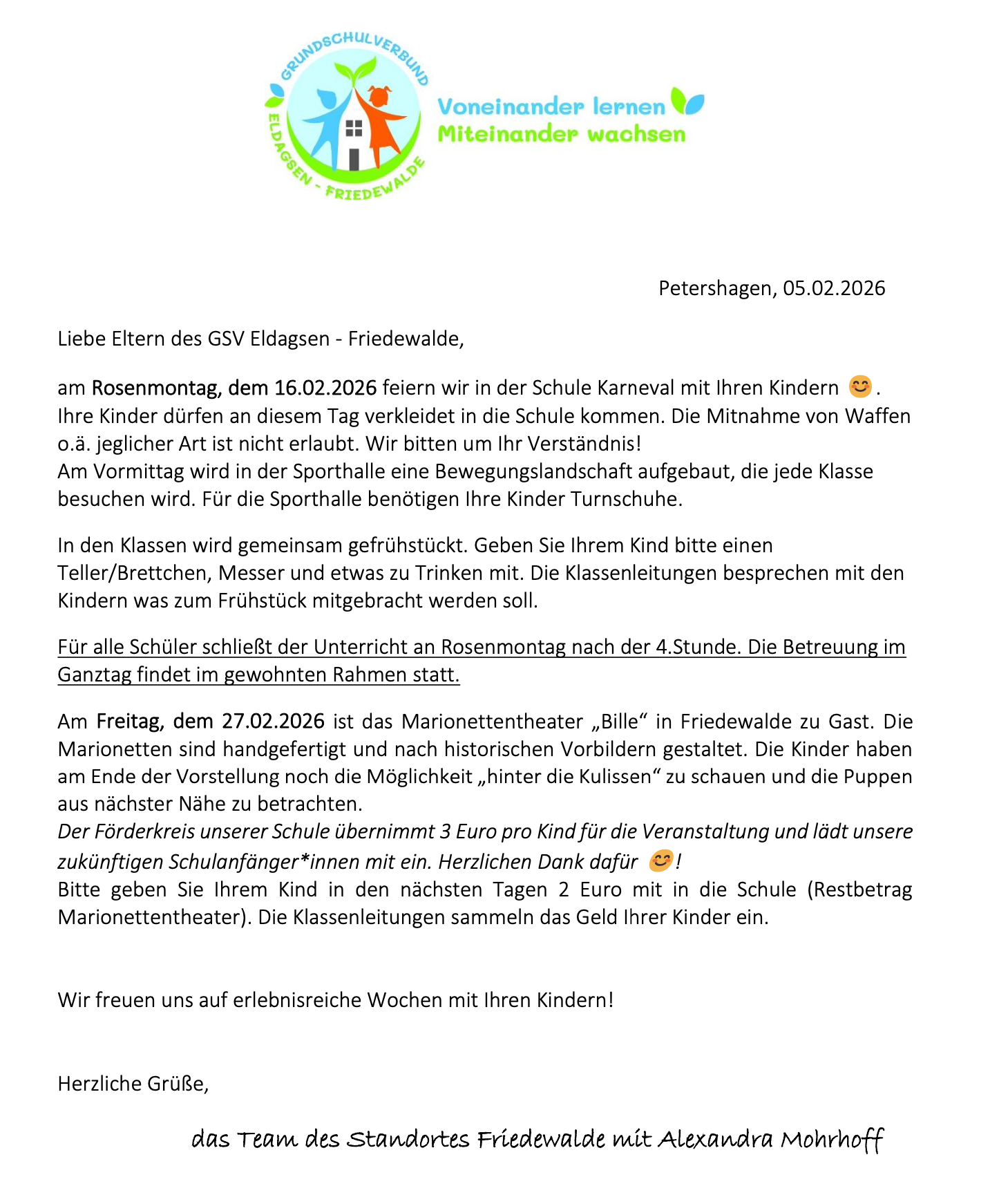 Elterninfo Friedewalde